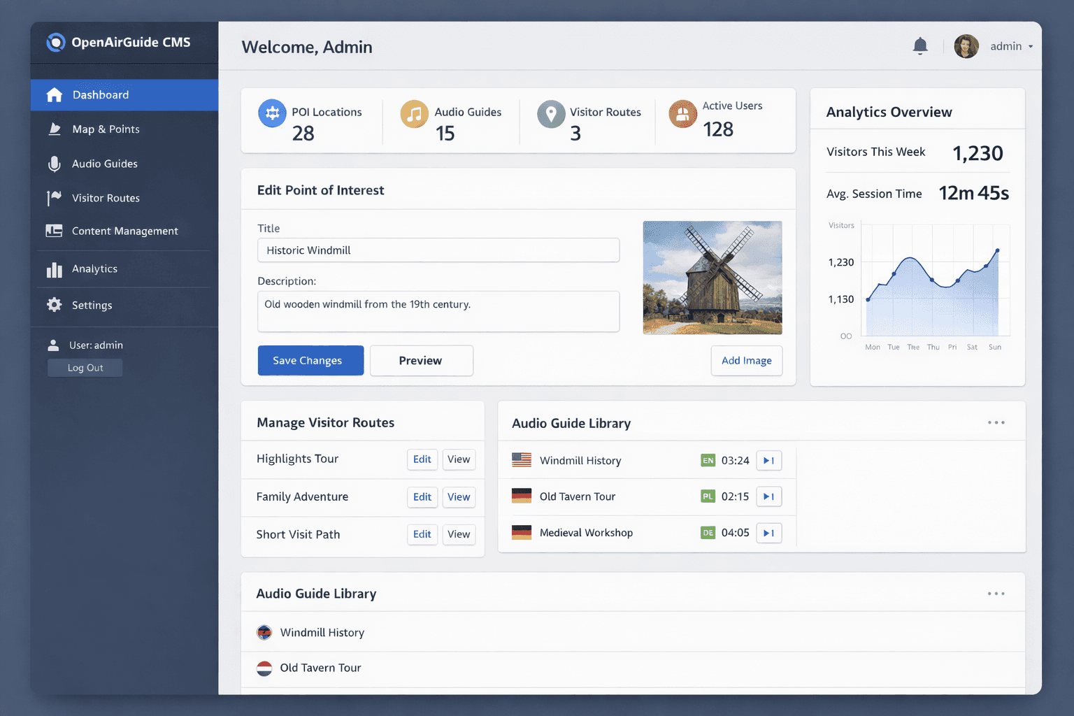 CMS Dashboard Mockup
